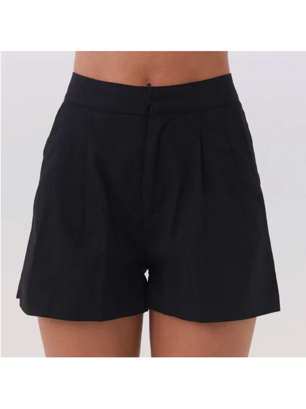 Peppermayo - High Waist Linen Cotton Black Shorts